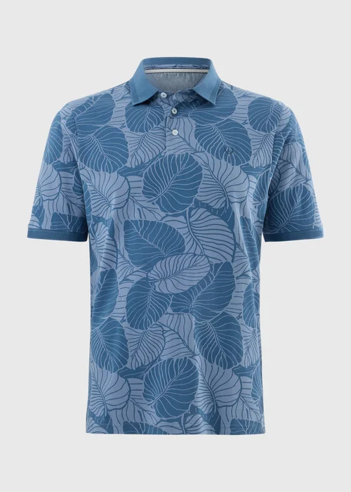 Blue Palm Print Polo Shirt - XL Image 4