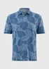 Blue Palm Print Polo Shirt - XL Image 4