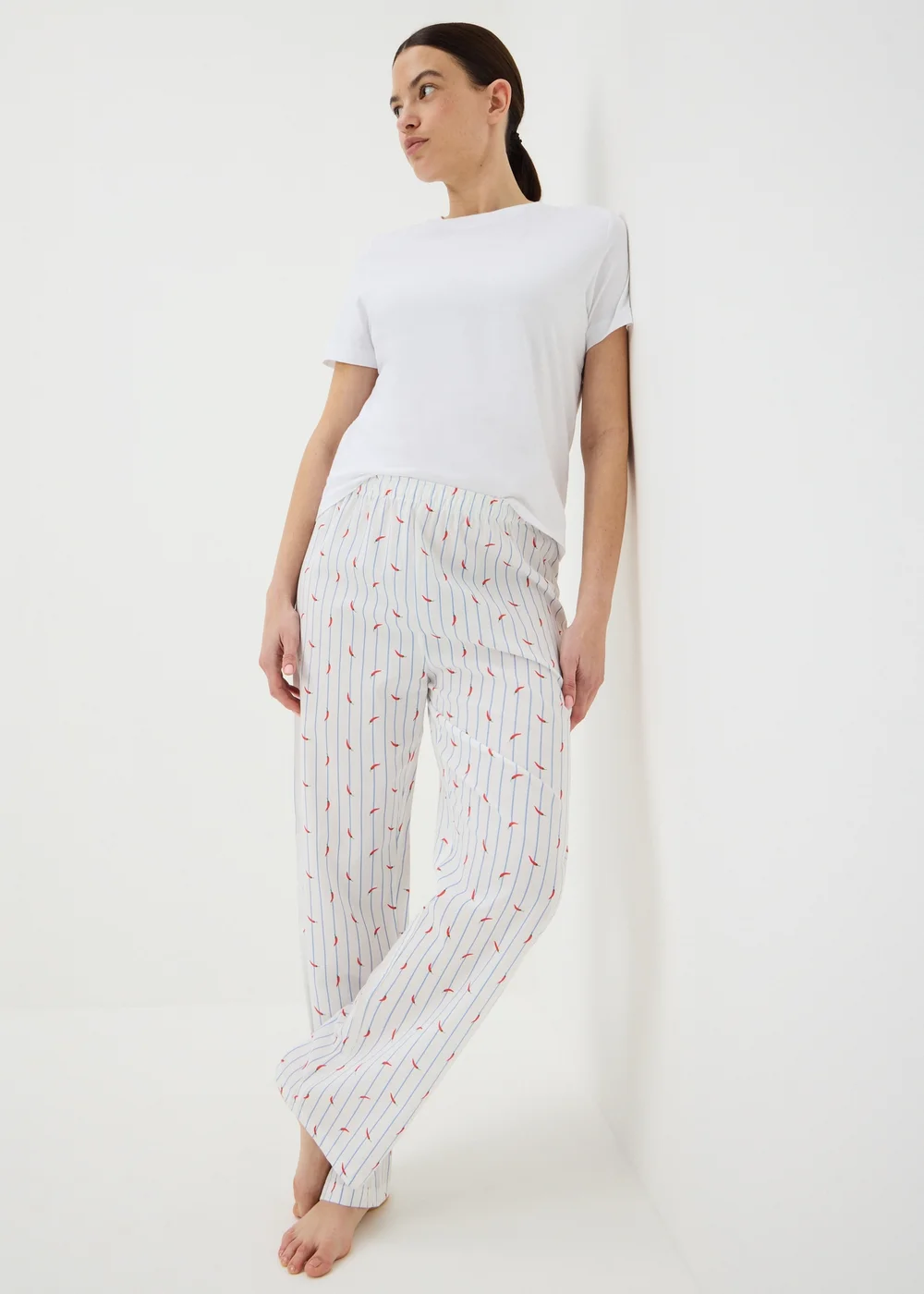 White Chilli Wide Leg Pyjama Bottoms - Medium Image 1