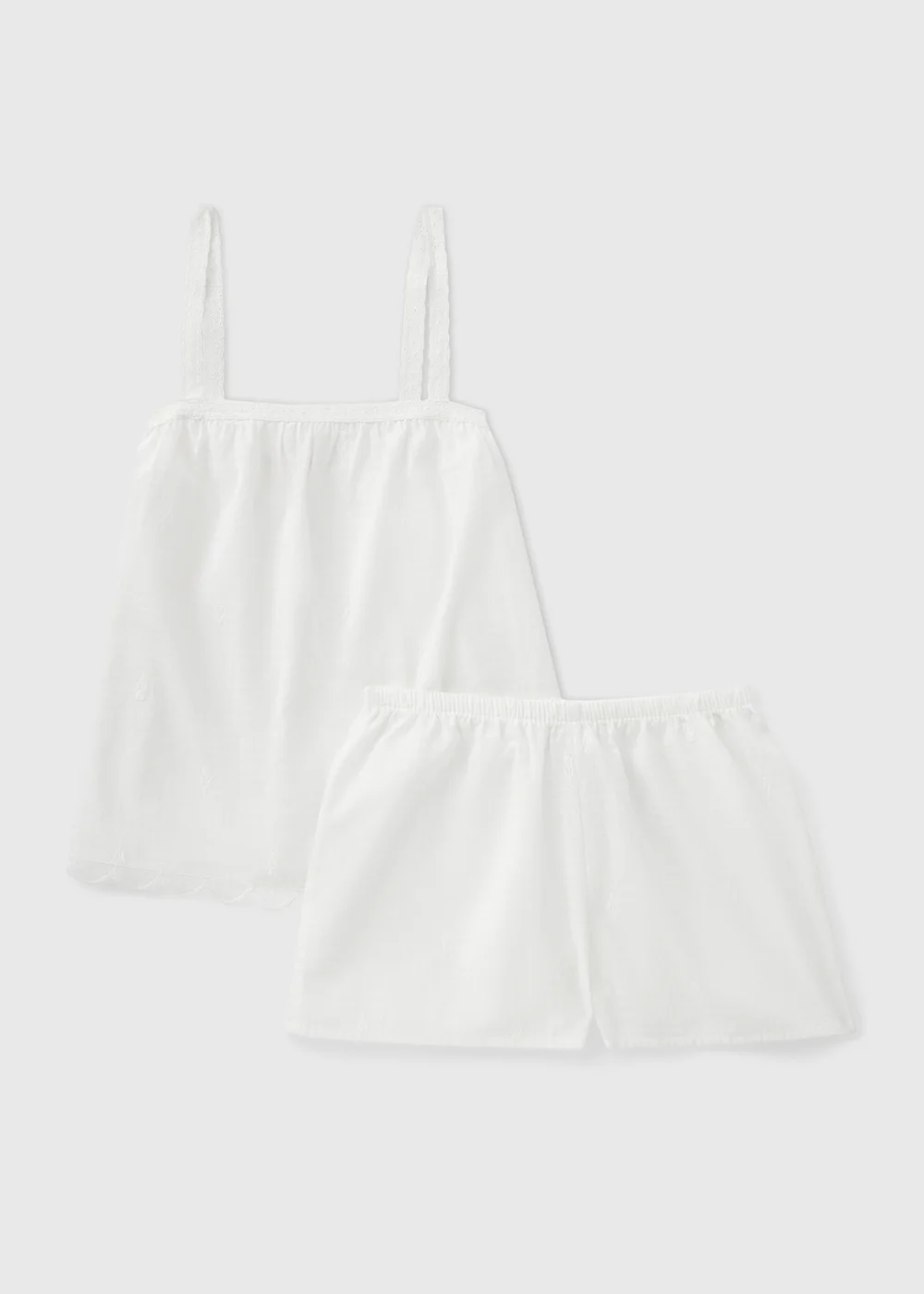 White Embroidered Cami Short Pyjama Set - 8 Image 1