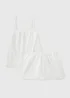 White Embroidered Cami Short Pyjama Set - 8 Image 1