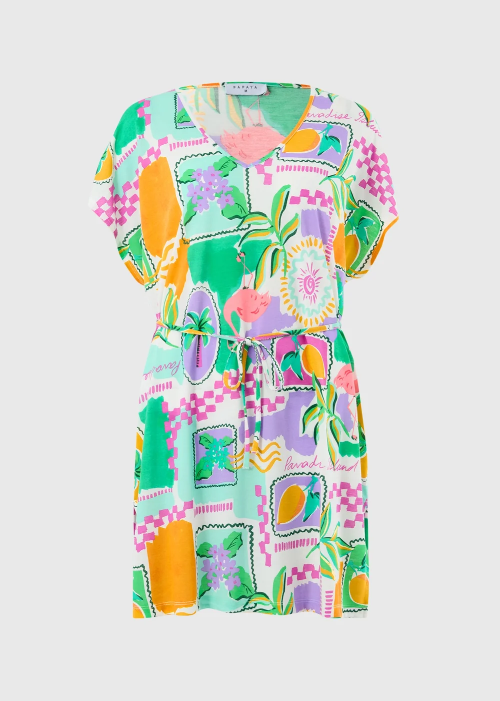 Multicolour Postcard Jersey Kaftan - XS Image 3