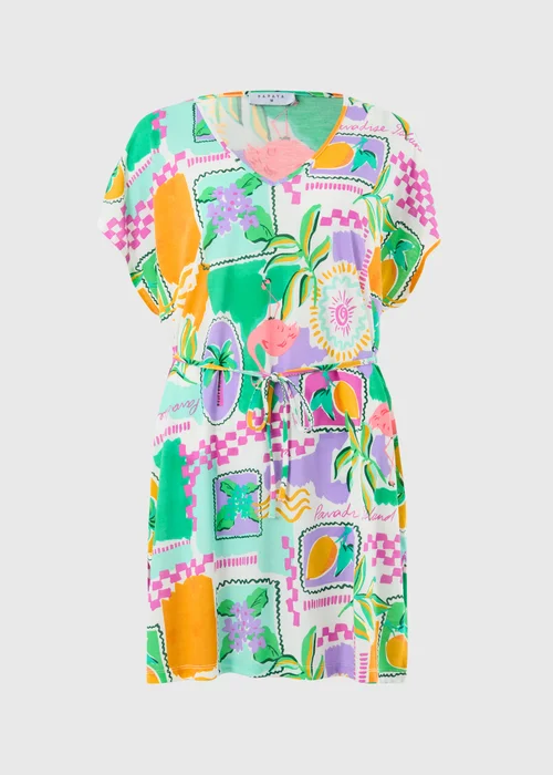 Multicolour Postcard Jersey Kaftan - XS Image 3