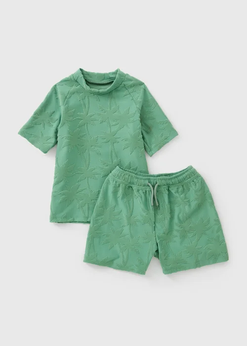 Boys Green Palm Tree Swim Set (1-7yrs) - 1-1.5 Yrs Image 1