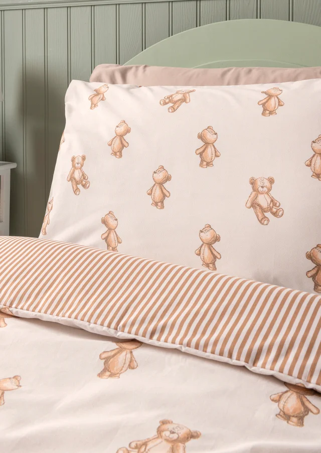 Beige Patch Teddy Bear Duvet Set