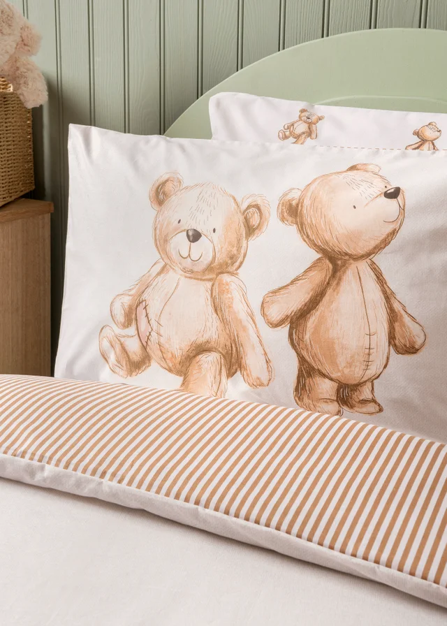 Beige Patch Teddy Bear Duvet Set