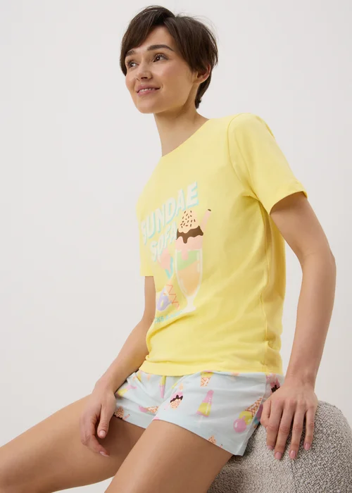 Yellow Ice Cream Short Pyjama Set - Extra small Image 1