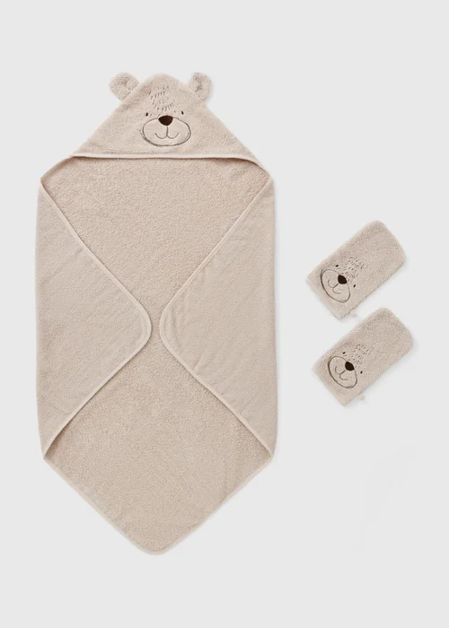 Natural Bear Towel & Mit Set - One Size Image 1