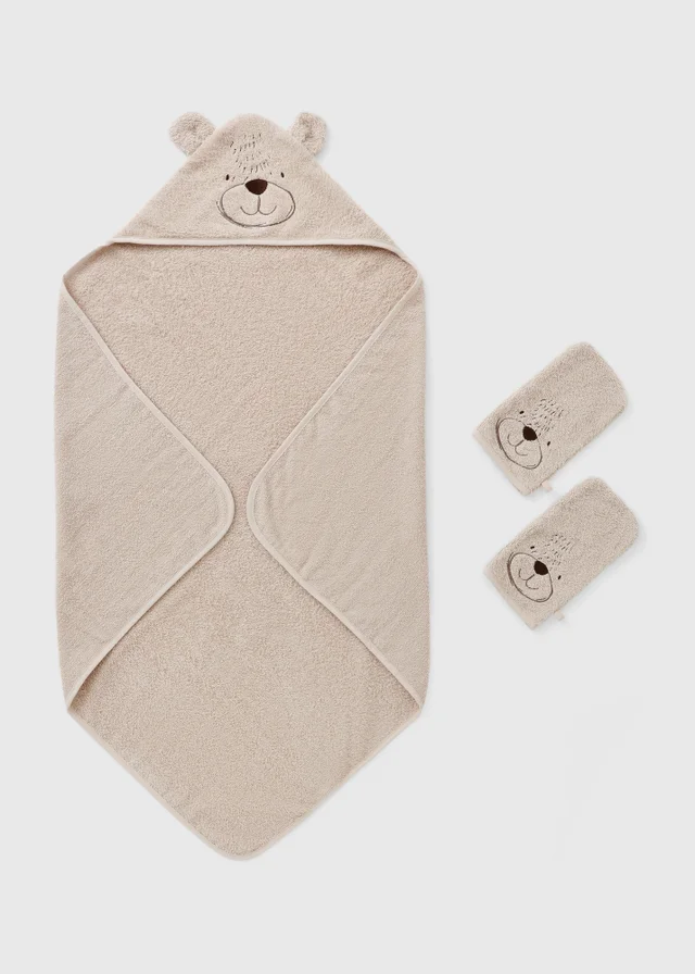 Natural Bear Towel & Mit Set