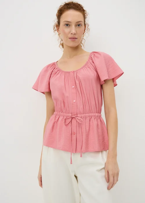 Pink Angel Sleeve Tie Waist Shirt - 28 Image 1