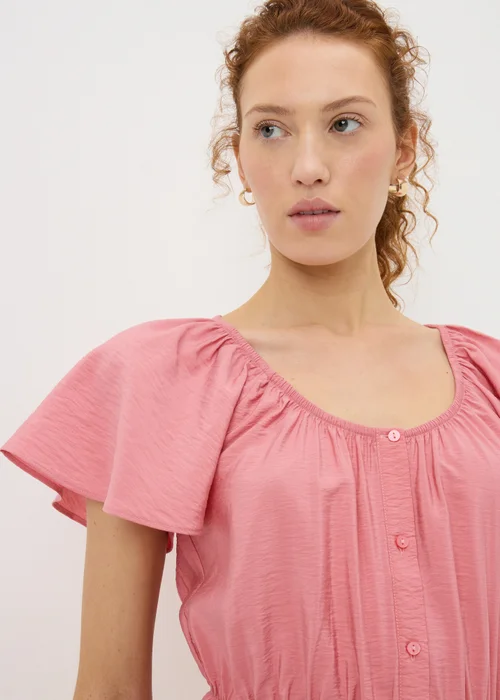 Pink Angel Sleeve Tie Waist Shirt - 28 Image 2