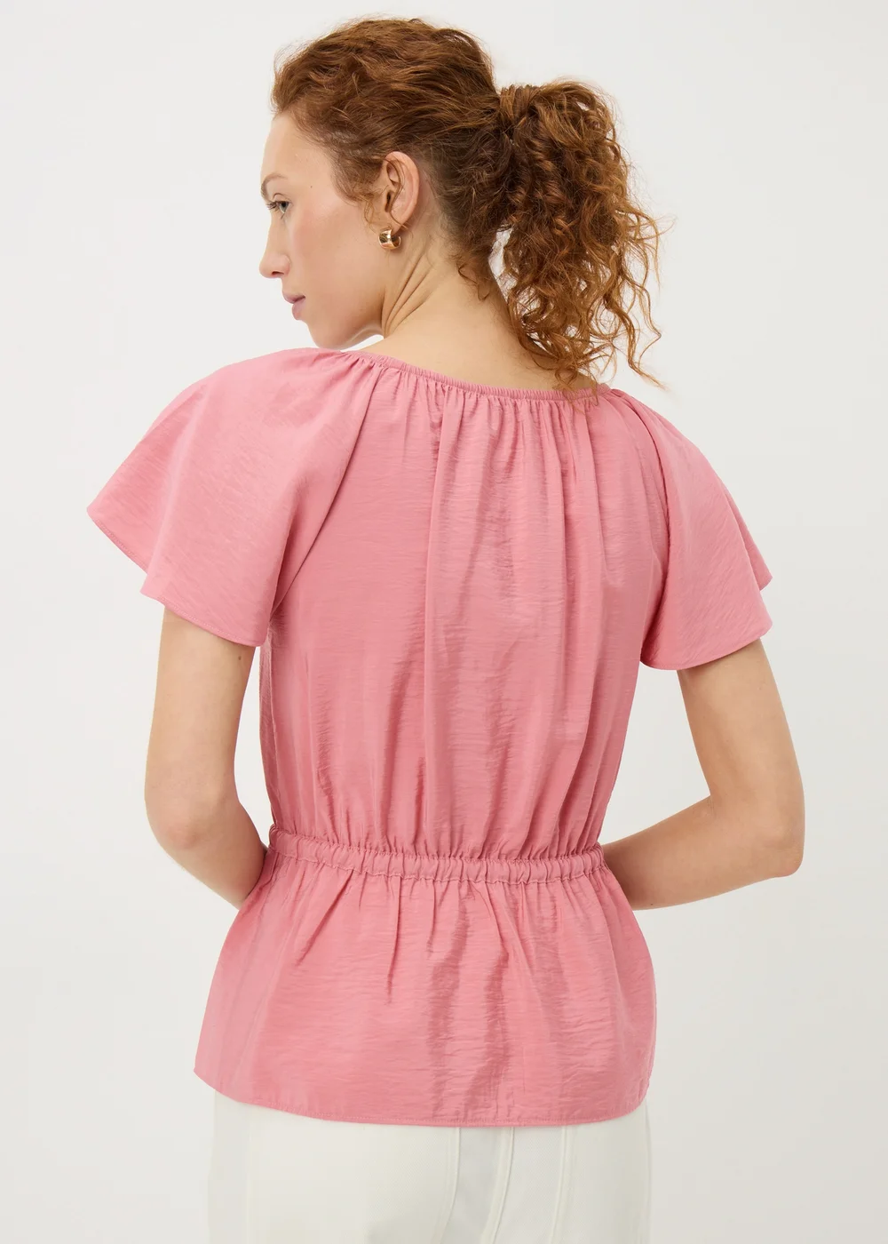 Pink Angel Sleeve Tie Waist Shirt - 28 Image 3