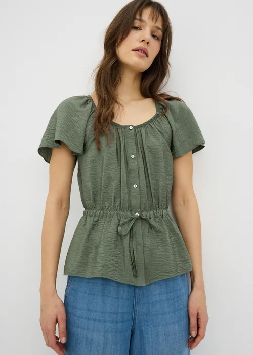Green Angel Sleeve Tie Waist Shirt - 28 Image 2