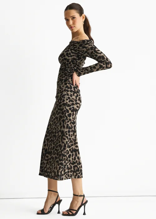 Gini London Grey Animal Jersey Animal One Shoulder Midi Dress - 10 Image 4