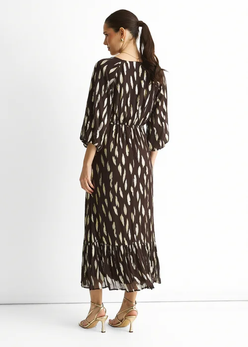Gini London Chocolate Viscose Clipped Balloon Sleeve Maxi Dress - 14 Image 2