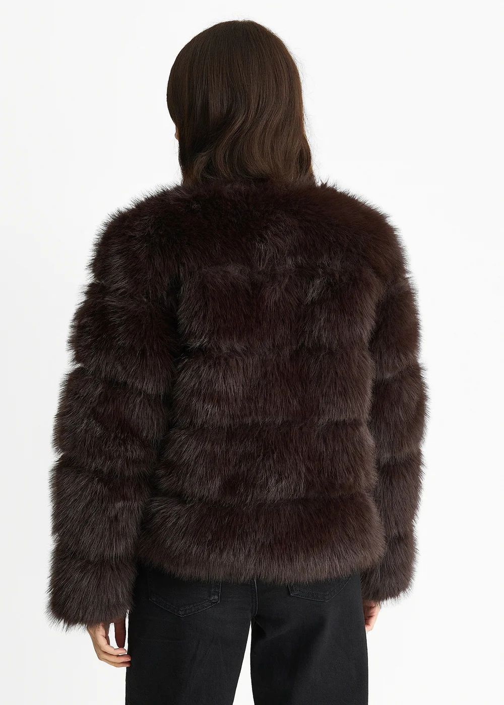 Gini London Chocolate Soft Touch Fur Jacket - L/XL Image 2