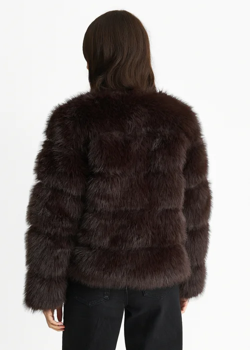 Gini London Chocolate Soft Touch Fur Jacket - L/XL Image 2