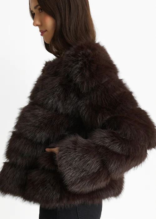Gini London Chocolate Soft Touch Fur Jacket - L/XL Image 4