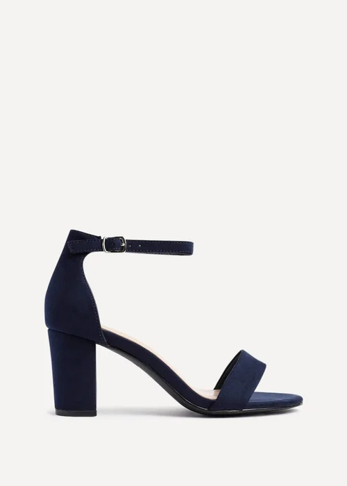 Linzi Legacy Wide Fit Navy Suede Closed Black Block Heel - 3 Image 2