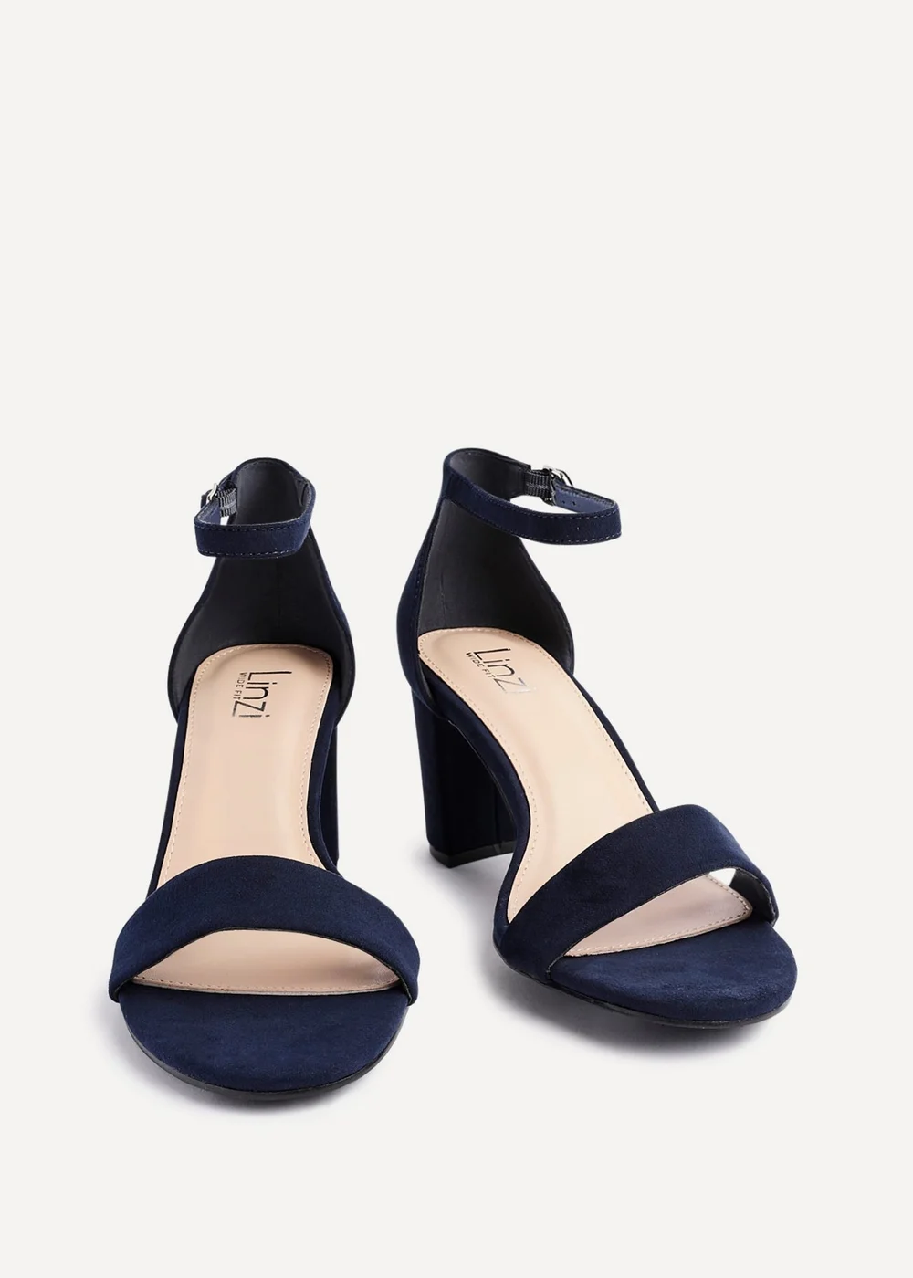 Linzi Legacy Wide Fit Navy Suede Closed Black Block Heel - 3 Image 3