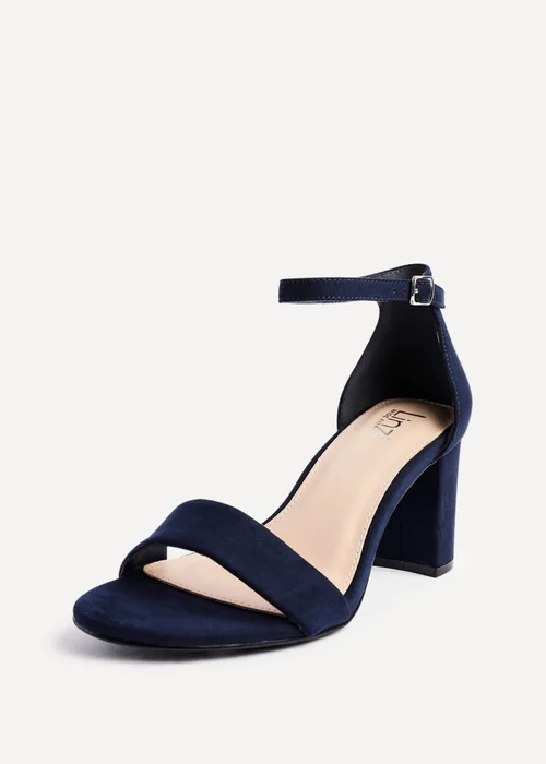 Linzi Legacy Wide Fit Navy Suede Closed Black Block Heel - 3 Image 5