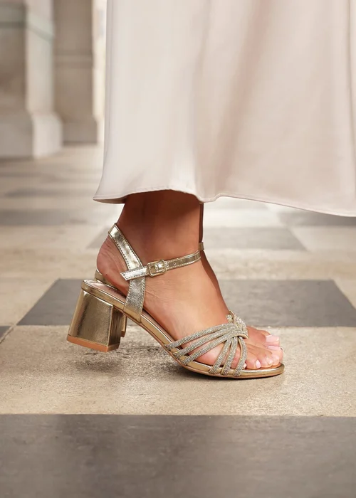 Linzi Strictly Wide Fit Gold Block Heel - 3 Image 1