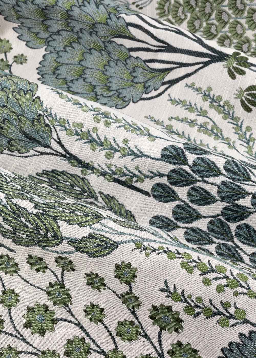 Wylder Ophelia Jacquard Floral Room Darkening Pencil Pleat Curtain Pair Green/White - 46W X 54D (117x137cm Image 6
