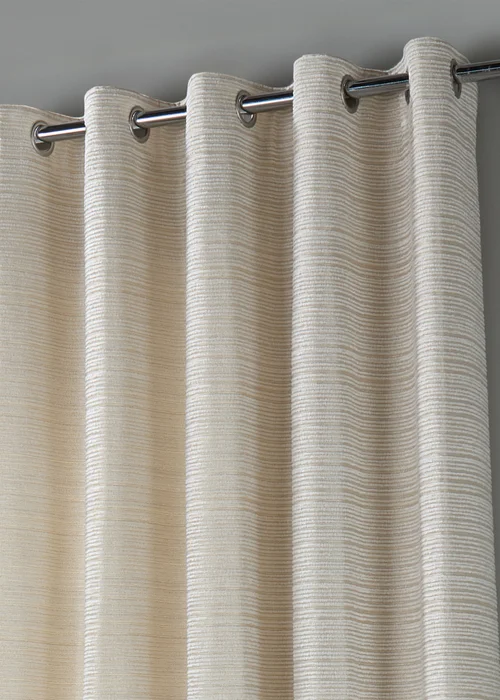 Paoletti Jupiter Chenille Jacquard Eyelet Curtain Pair Ivory/Gold - 46W X 54D (117x137cm Image 3