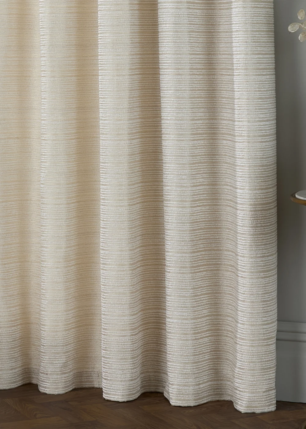 Paoletti Jupiter Chenille Jacquard Eyelet Curtain Pair Ivory/Gold - 46W X 54D (117x137cm Image 4