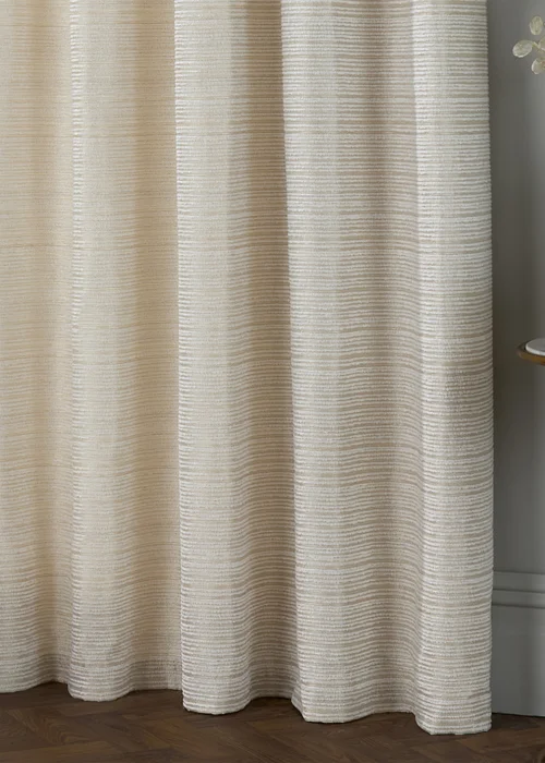 Paoletti Jupiter Chenille Jacquard Eyelet Curtain Pair Ivory/Gold - 46W X 54D (117x137cm Image 4