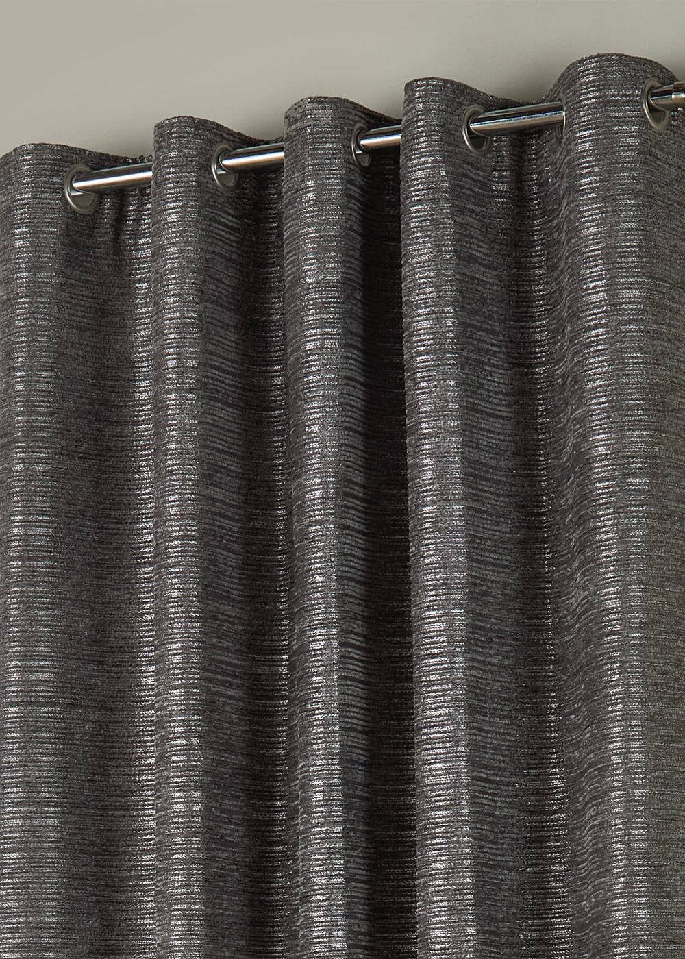Paoletti Jupiter Chenille Jacquard Eyelet Curtain Pair Graphite - 46W X 54D (117x137cm Image 3