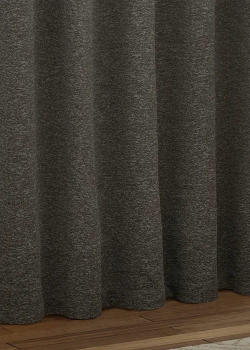 Paoletti Galaxy Chenille Room Darkening Eyelet Curtain Pair Charcoal - 46W X 54D (117x137cm Image 4