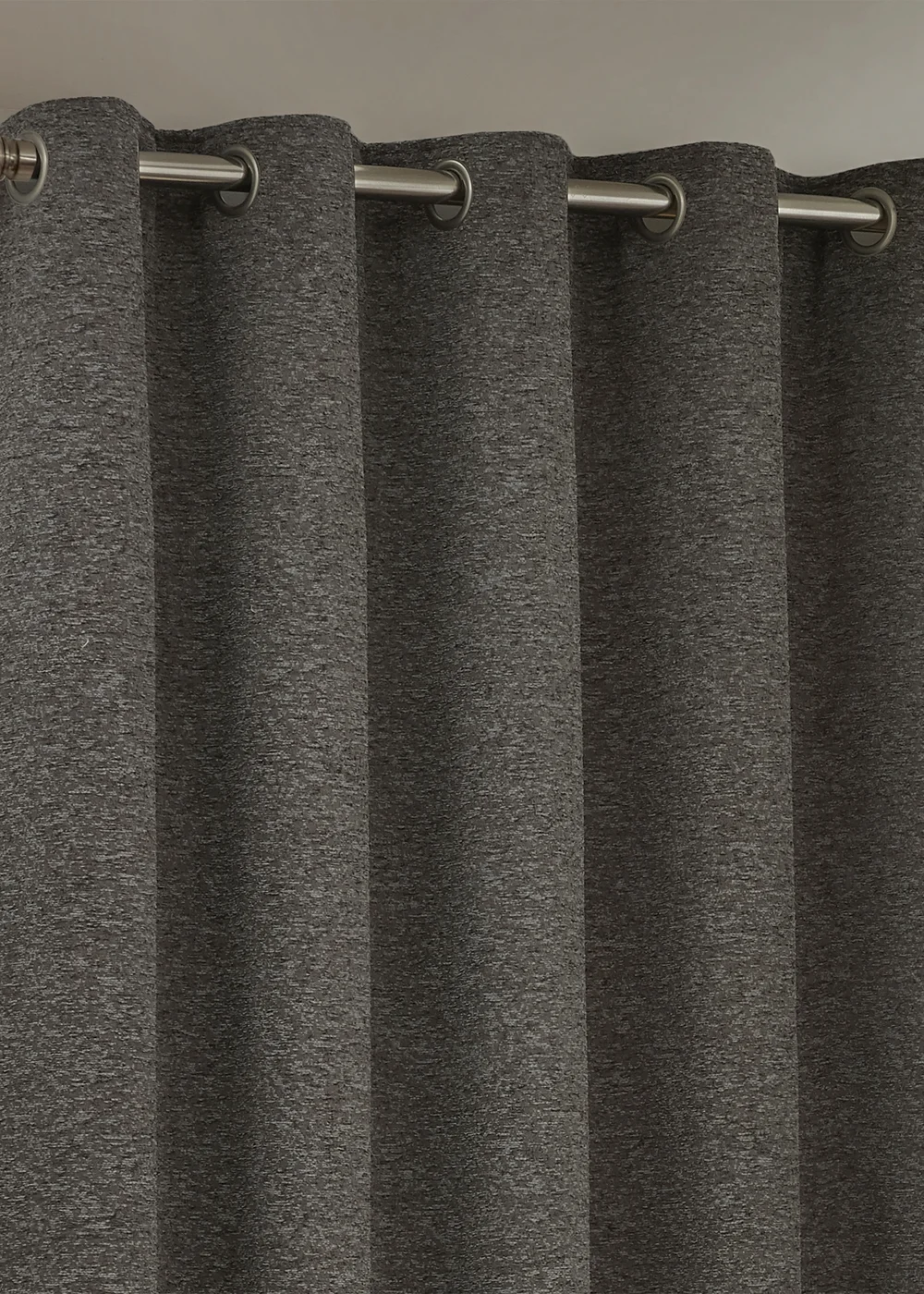 Paoletti Galaxy Chenille Room Darkening Eyelet Curtain Pair Charcoal - 46W X 54D (117x137cm Image 3