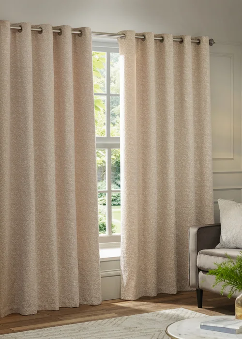 Paoletti Galaxy Chenille Room Darkening Eyelet Curtain Pair Blush - 46W X 54D (117x137cm Image 2