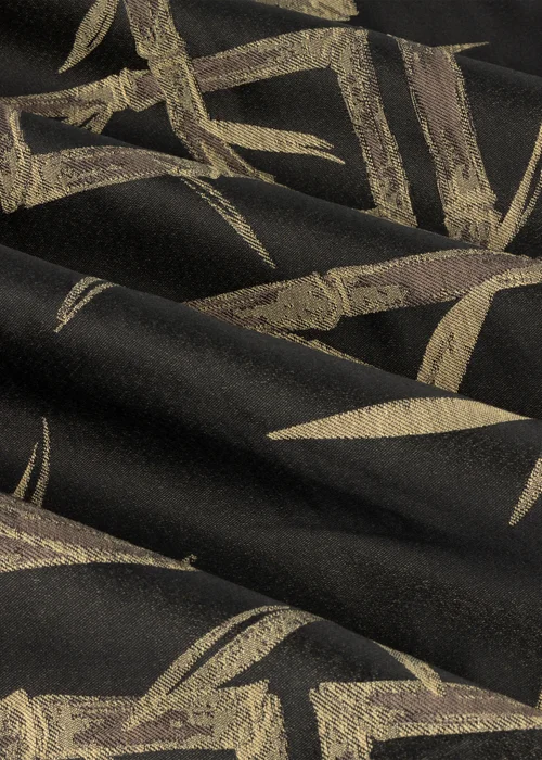 Paoletti Bamboo Jacquard Room Darkening Eyelet Curtain Pair Black - 46W X 54D (117x137cm Image 6