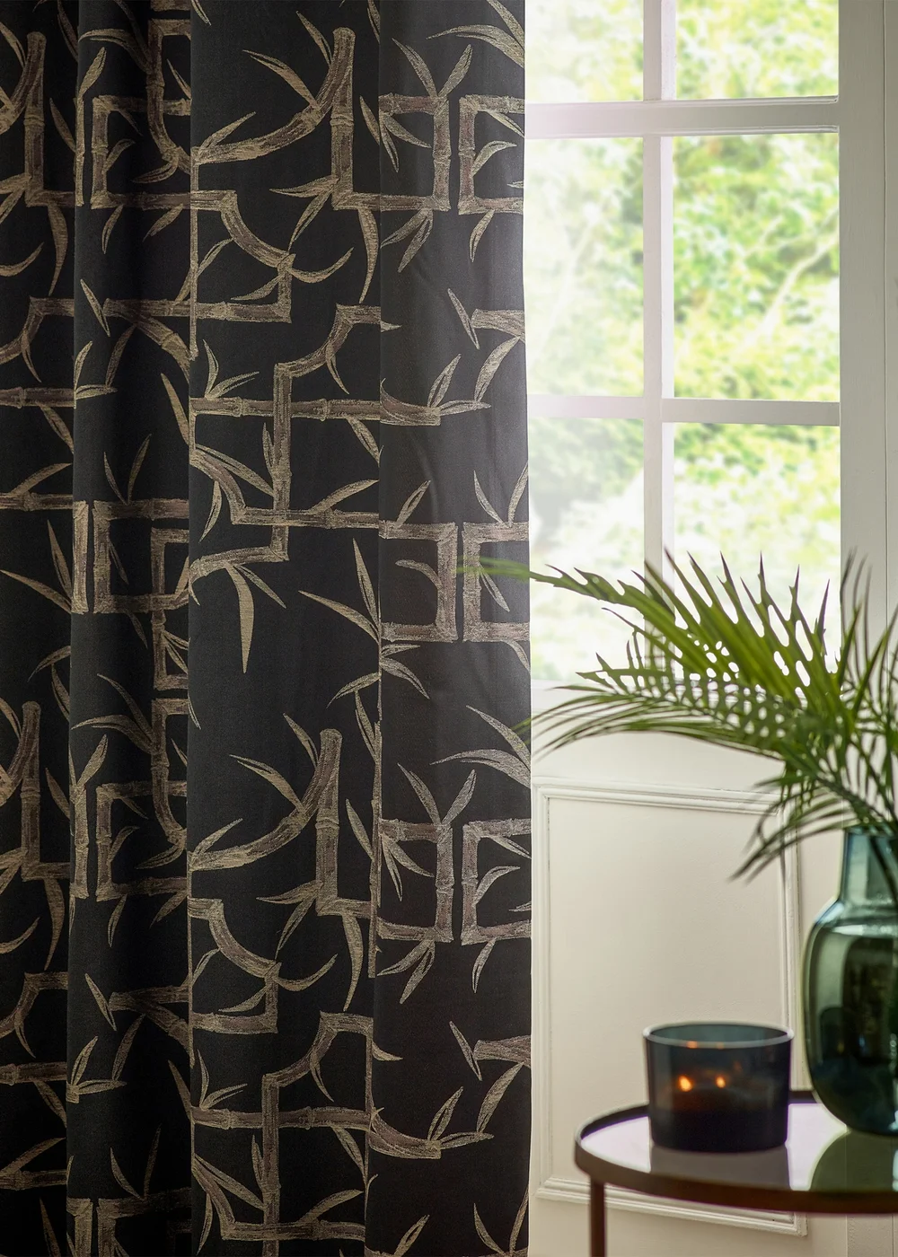 Paoletti Bamboo Jacquard Room Darkening Eyelet Curtain Pair Black - 46W X 54D (117x137cm Image 5
