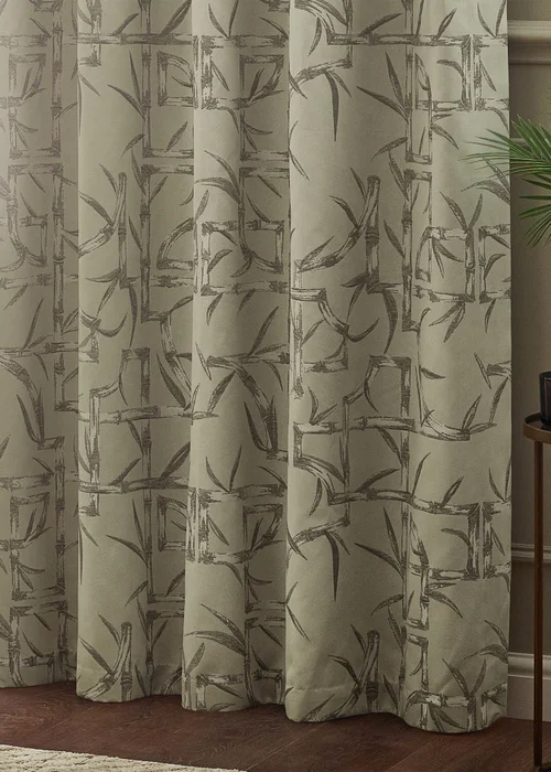 Paoletti Bamboo Jacquard Room Darkening Eyelet Curtain Pair Champagne - 46W X 54D (117x137cm Image 4