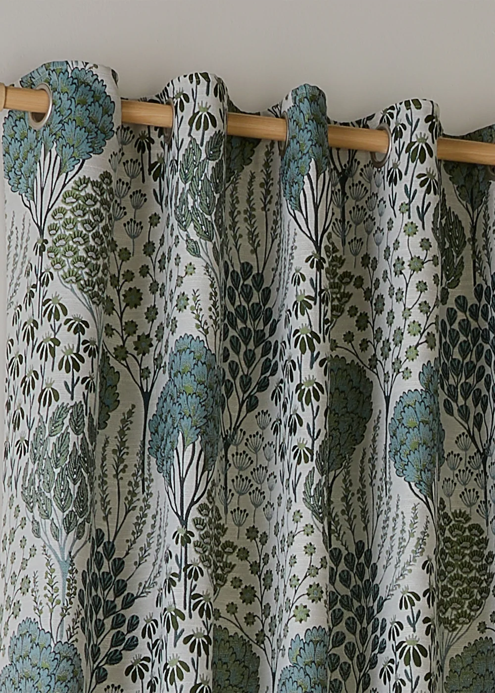 Wylder Nature Ophelia Floral Jacquard Room Darkening Eyelet Curtain Pair Thyme/Mineral - 46W X 54D (117x137cm Image 3