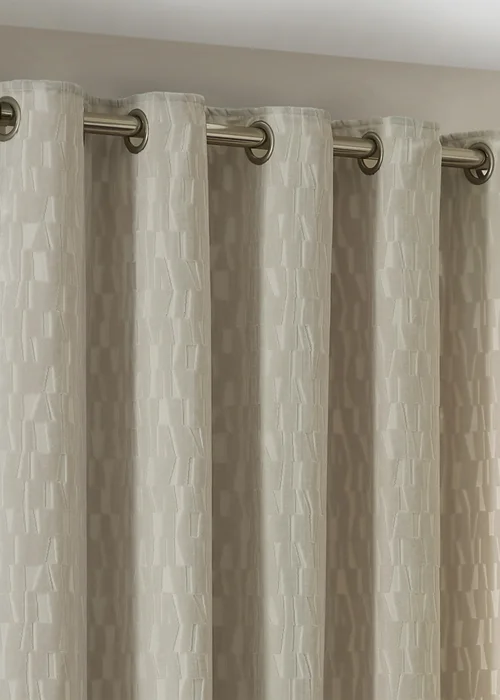 Paoletti Manhattan Velvet Room Darkening Eyelet Curtain Pair Ivory - 46W X 54D (117x137cm Image 3