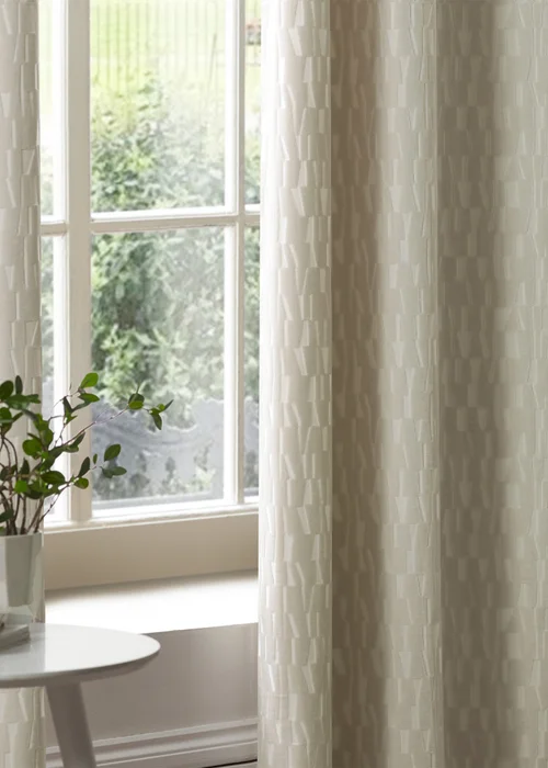 Paoletti Manhattan Velvet Room Darkening Eyelet Curtain Pair Ivory - 46W X 54D (117x137cm Image 5
