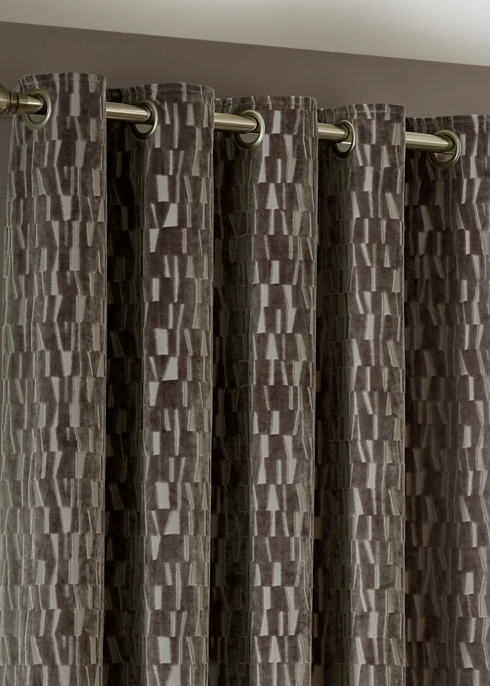 Paoletti Manhattan Velvet Room Darkening Eyelet Curtain Pair Mink - 46W X 54D (117x137cm Image 3