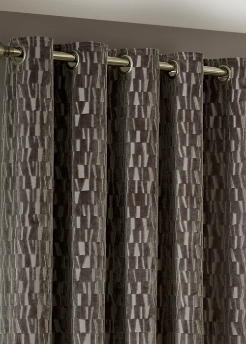 Paoletti Manhattan Velvet Room Darkening Eyelet Curtain Pair Mink - 46W X 54D (117x137cm Image 3