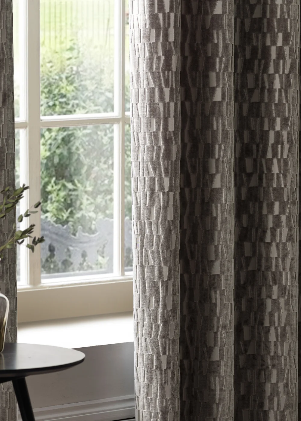 Paoletti Manhattan Velvet Room Darkening Eyelet Curtain Pair Mink - 46W X 54D (117x137cm Image 5