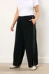 Yours Curve Black Scuba Side Stripe Wide Leg Trousers - 30-32 Image 2