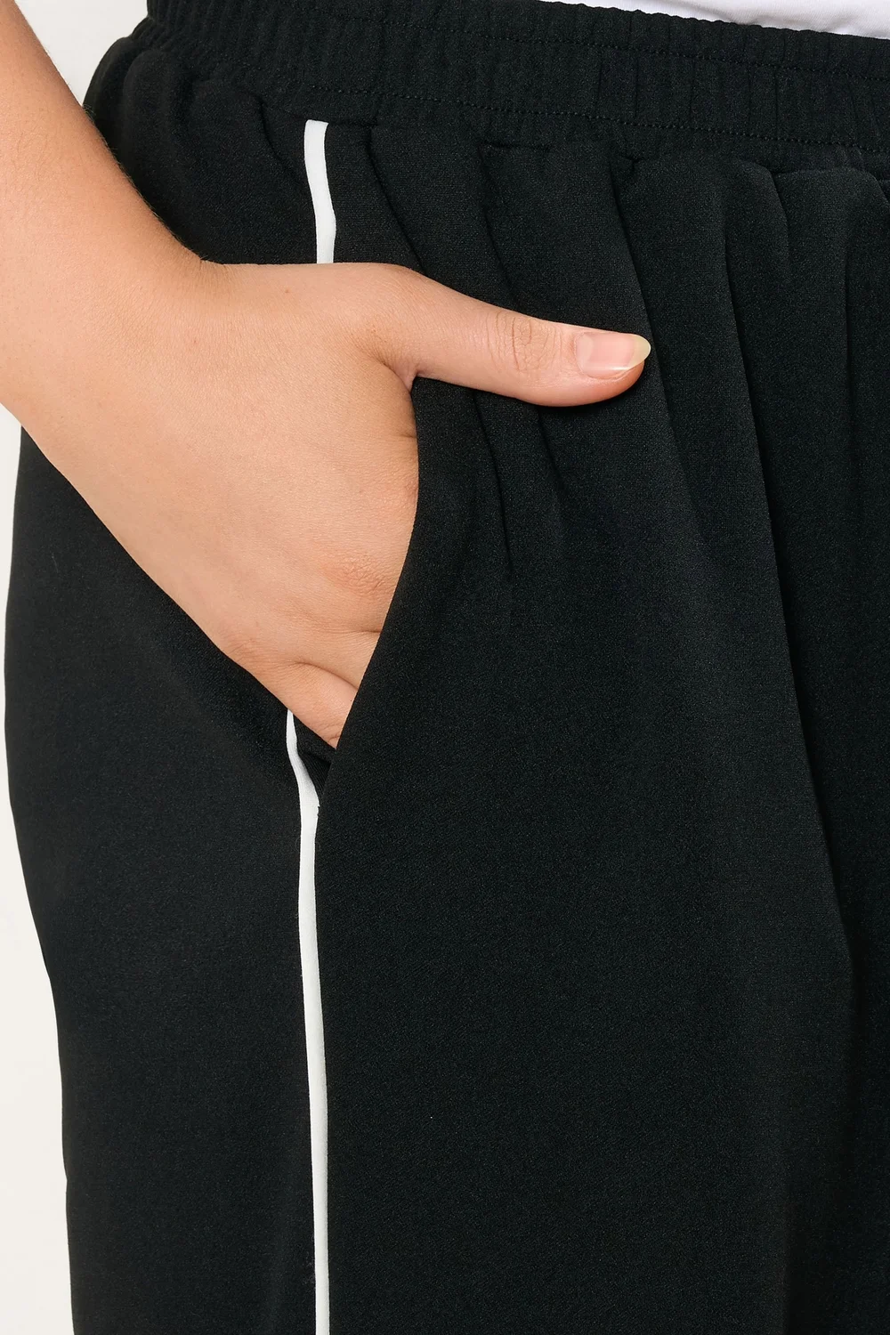 Yours Curve Black Scuba Side Stripe Wide Leg Trousers - 30-32 Image 4