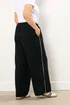 Yours Curve Black Scuba Side Stripe Wide Leg Trousers - 30-32 Image 3