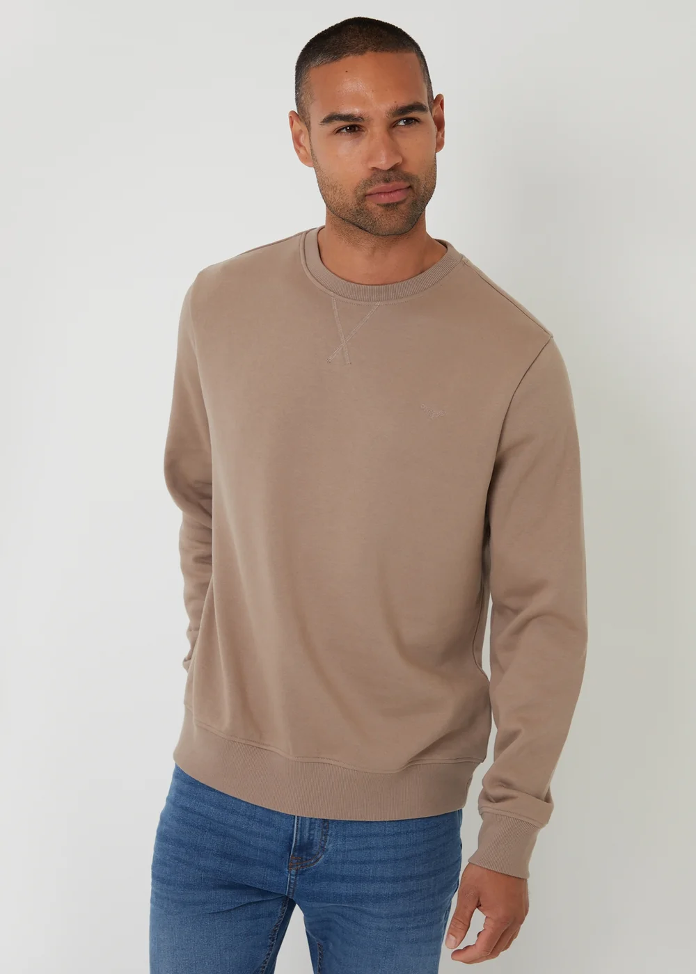 Threadbare Taupe Cotton Blend Crew Neck Sweatshirt - 2XL Image 1