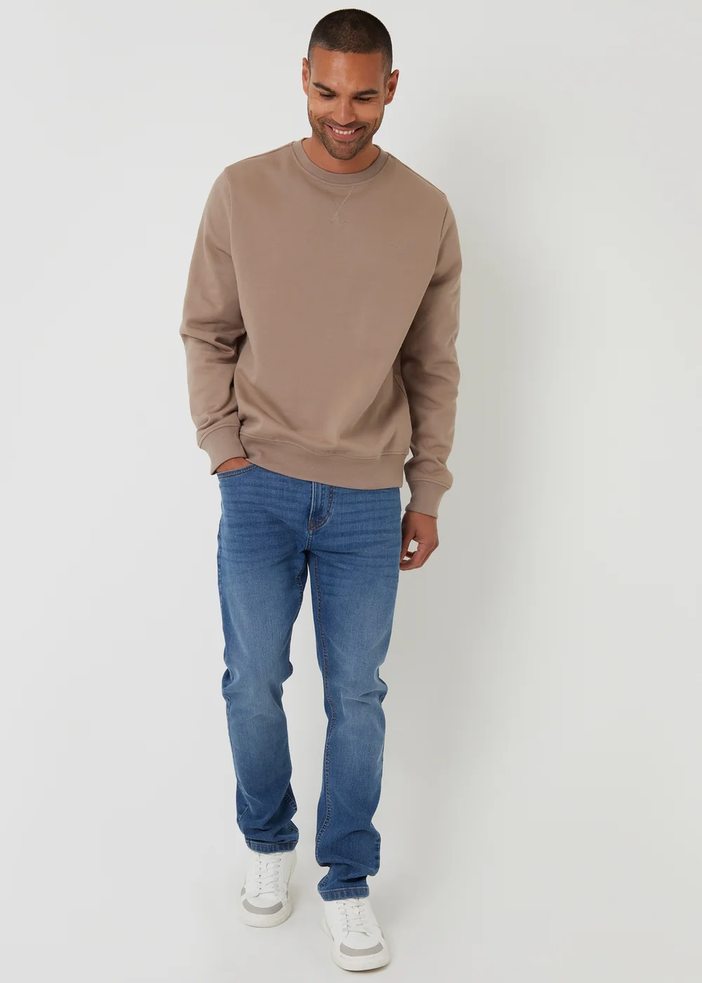 Threadbare Taupe Cotton Blend Crew Neck Sweatshirt - 2XL Image 3