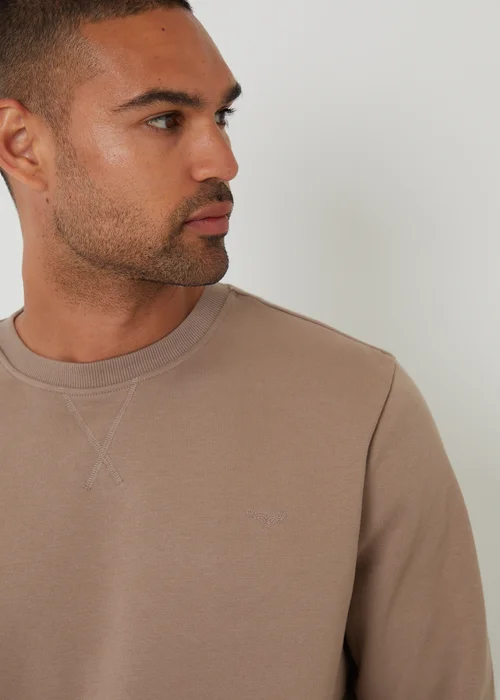 Threadbare Taupe Cotton Blend Crew Neck Sweatshirt - 2XL Image 4