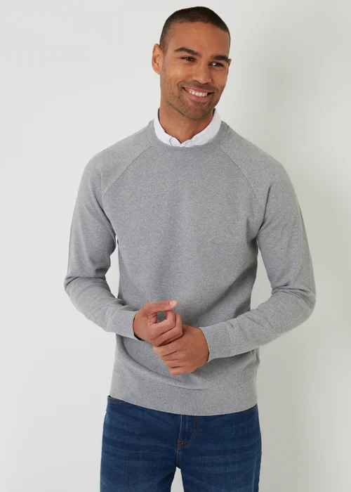 Threadbare Grey Mock Shirt Raglan Knitted Jumper - XL Image 1